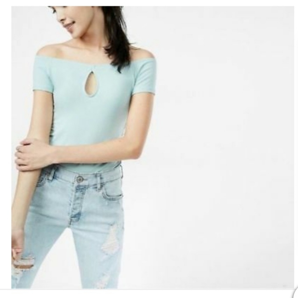 Express One Eleven Off the Shoulder Keyhole Top